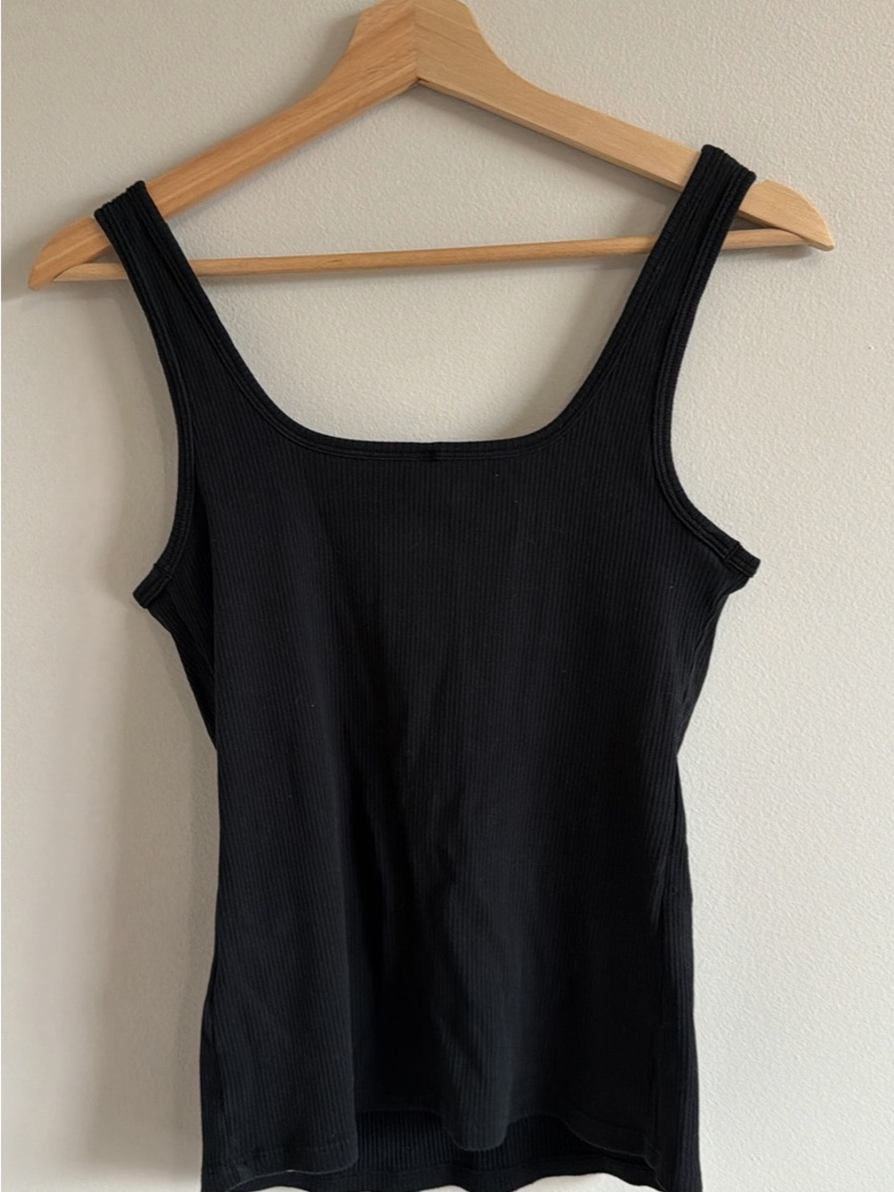 Fabletics Black Ribbed Square Neck Tank - Picture 2 of 4
